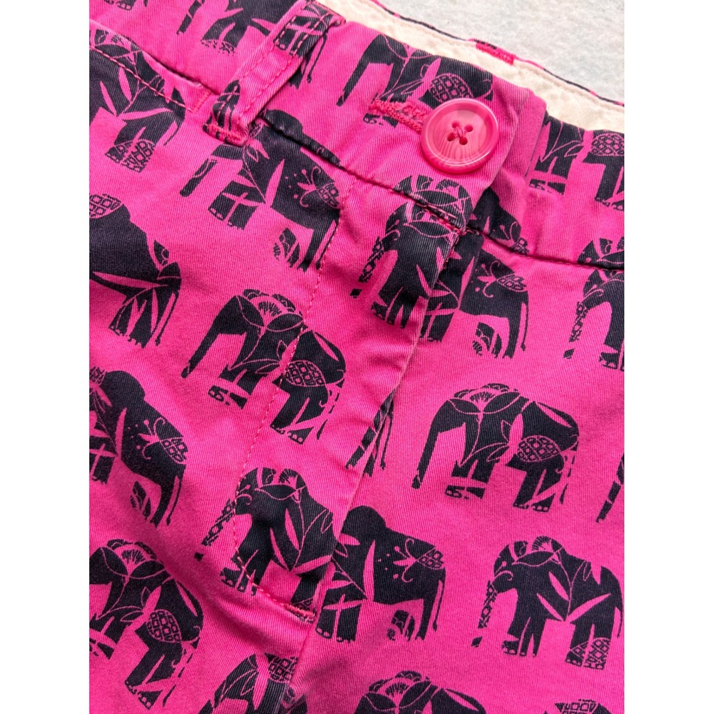 Crown & Ivy Casual Chino Shorts Preppy Elephant Print Stretch 10 Pink Boho Indie - Picture 5 of 9